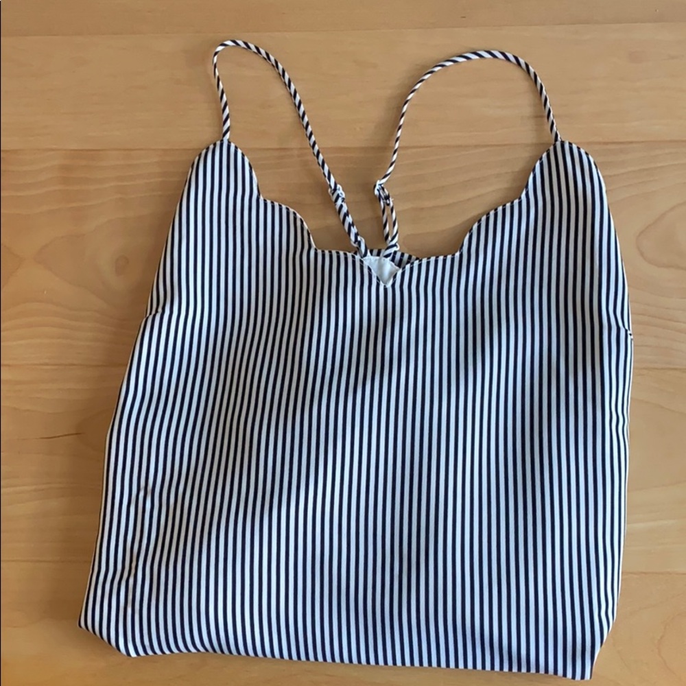 New J.Crew scallop striped tank top blouse